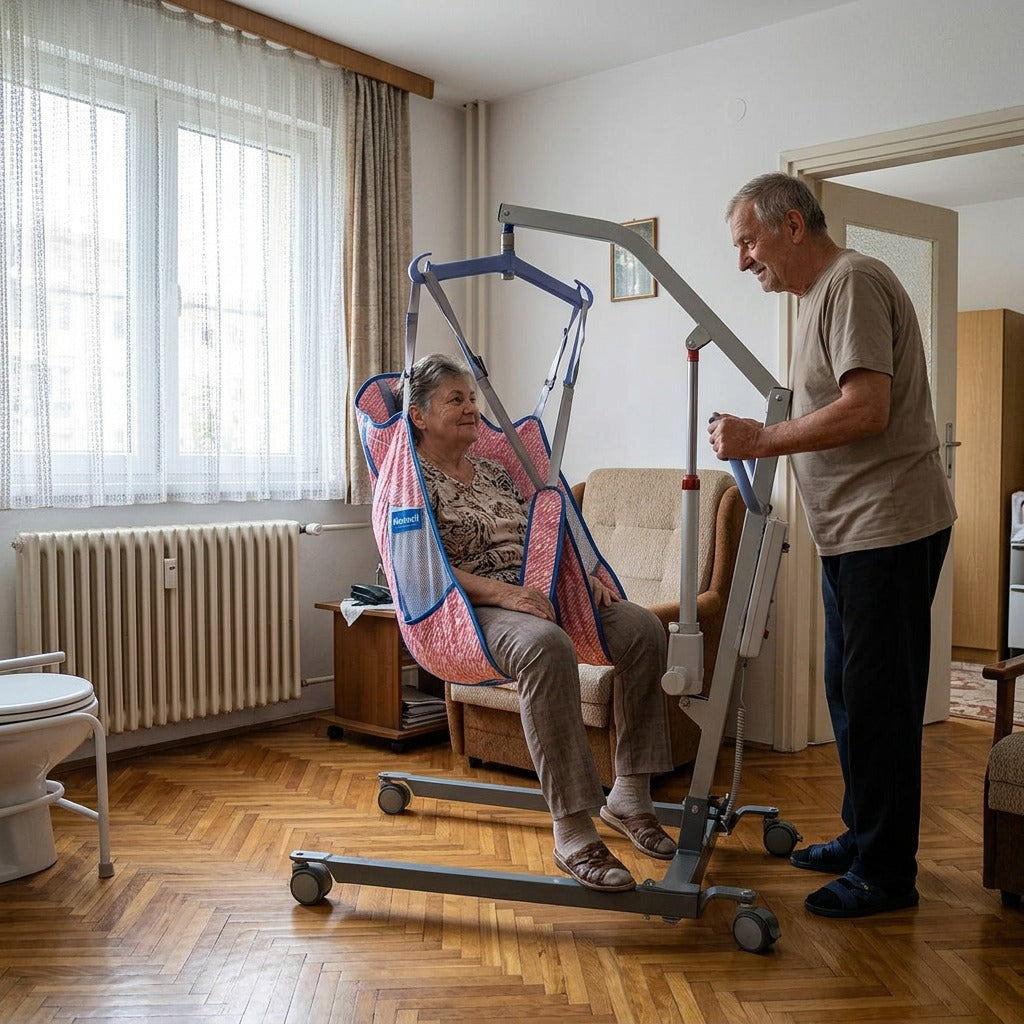 Nylon betegemelő higiéniai heveder fejtámasszal - a mindennapokban