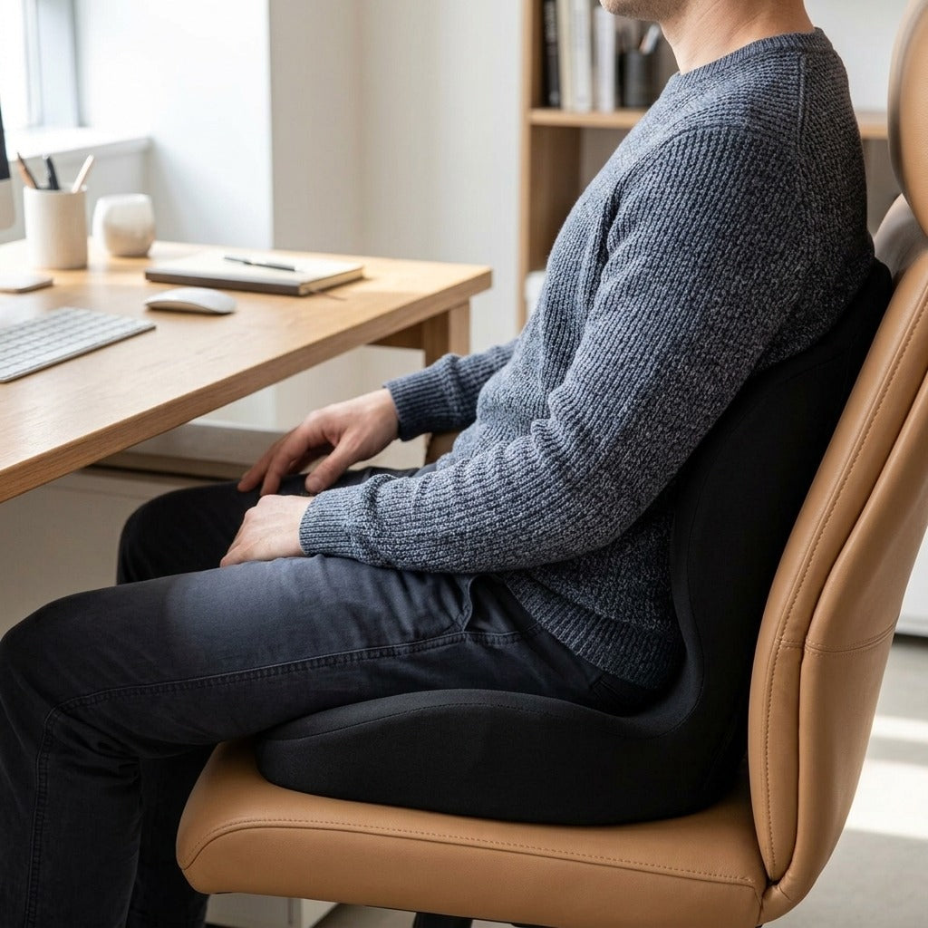 Office Chair Cushion with Lumbar Support - in use
