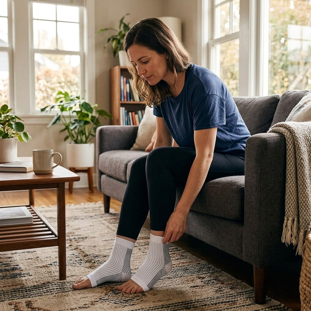 Open-Toe Cotton Ankle Sleeves for Sports - at home