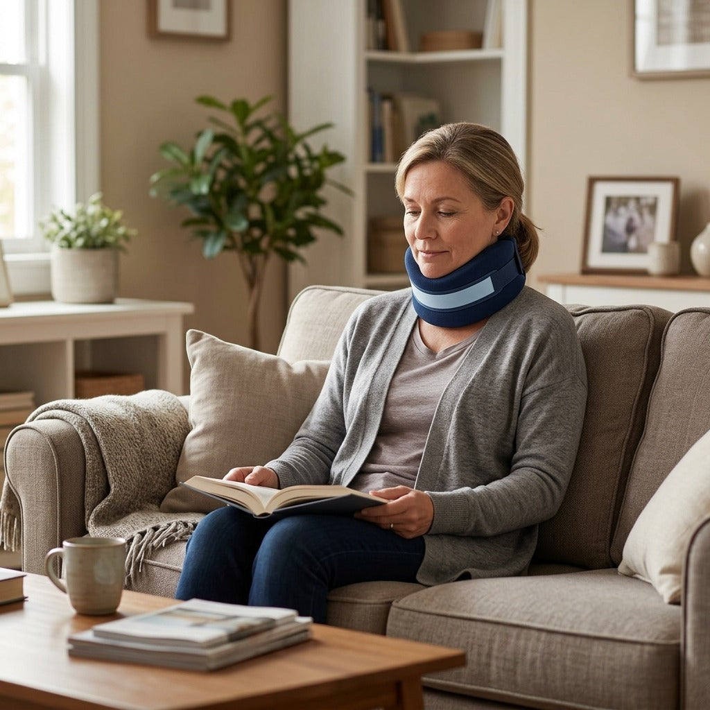 Orthopedic Neck Pillow and Cervical Support Collar - at home