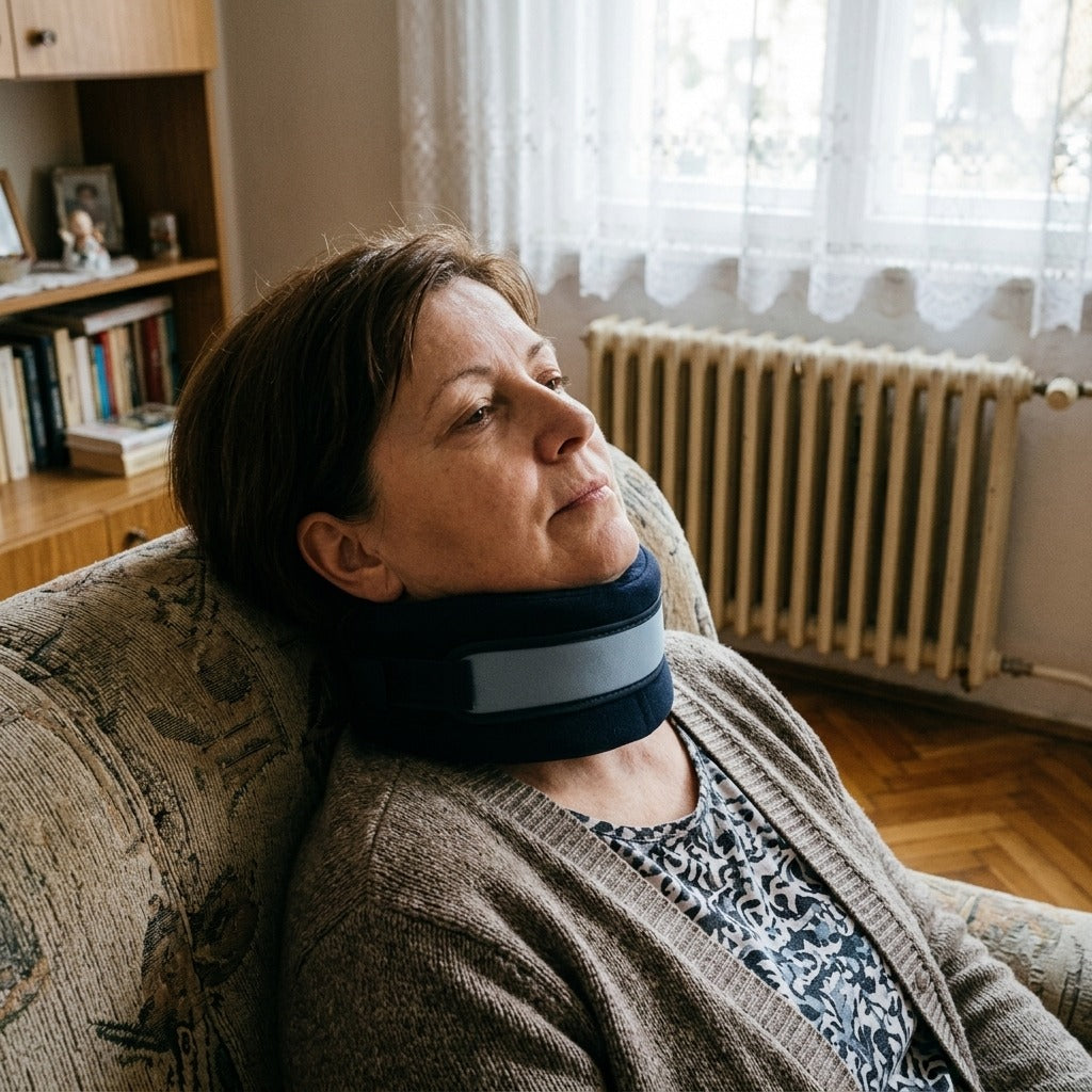 Ortopéd nyakpárna és nyaktámasztó gallér - használat közben