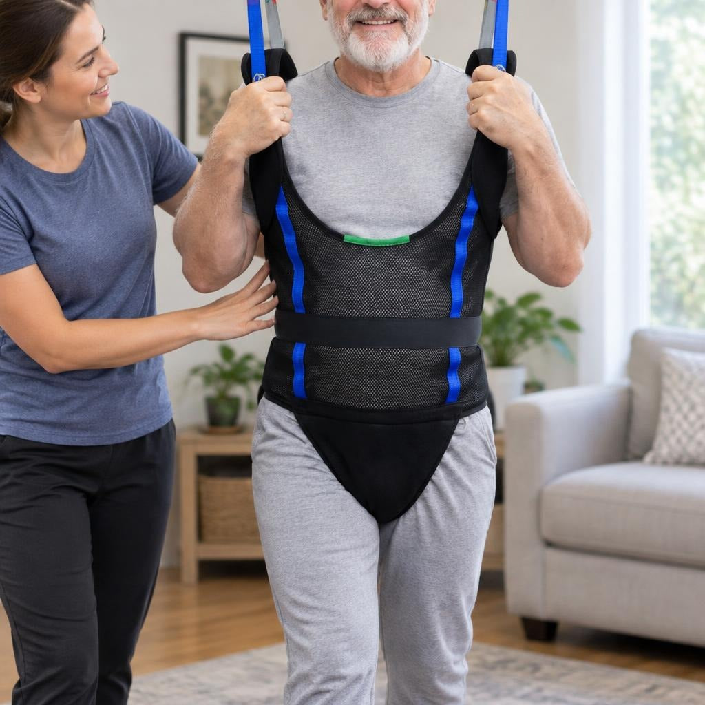 Padded Patient Lift Sling for Walking Training - in use