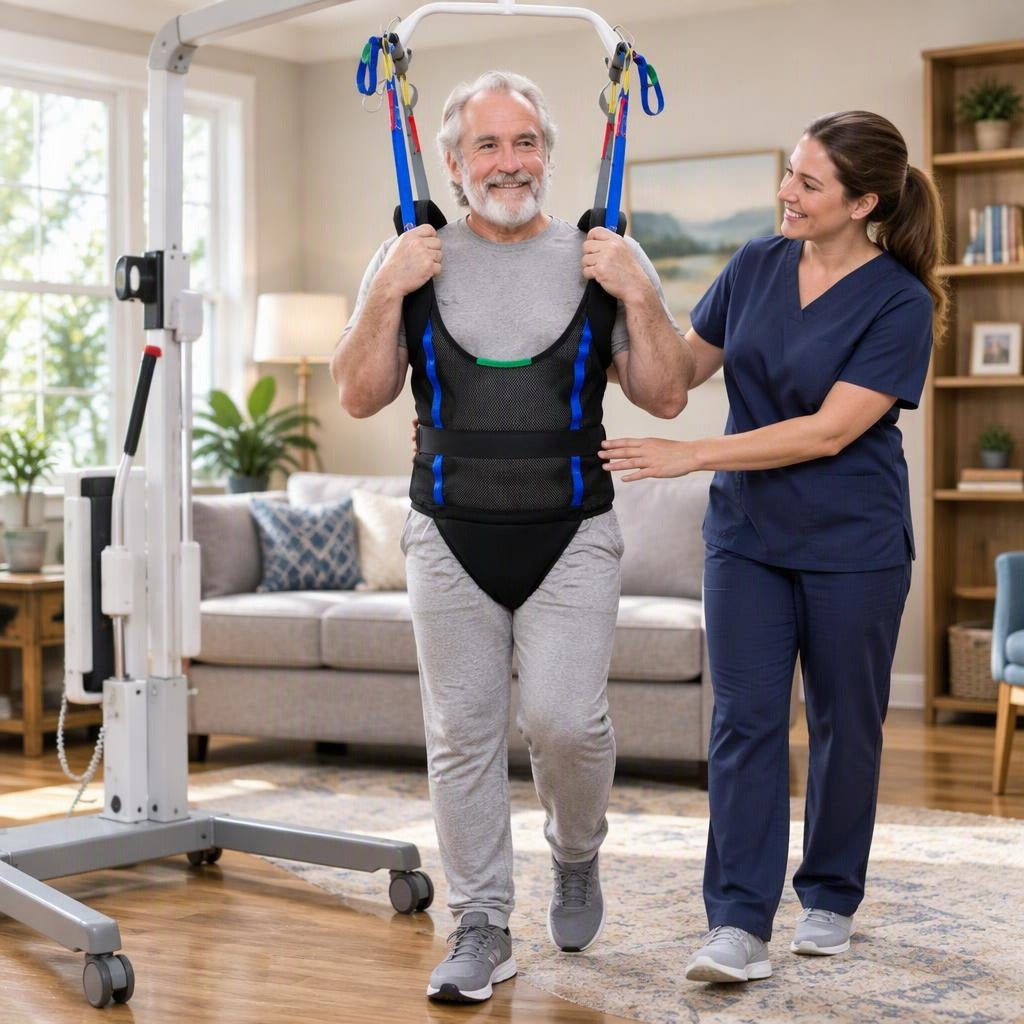 Padded Patient Lift Sling for Walking Training - in everyday life