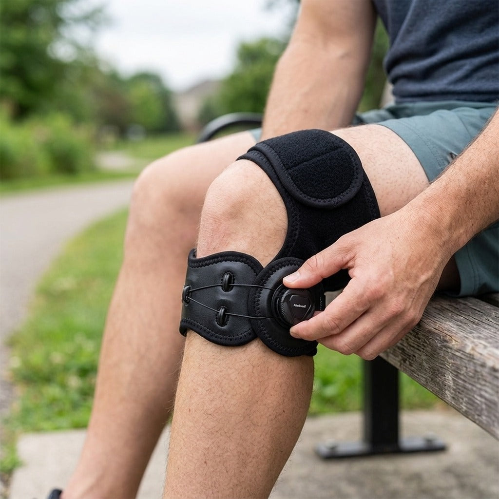Patellar Tendon Knee Brace with Patella Gel Pads - in use