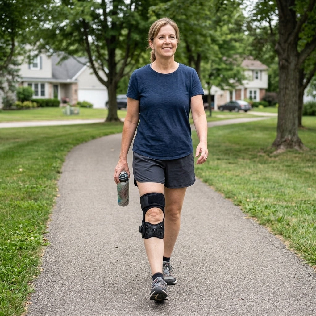 Patellar Tendon Knee Brace with Patella Gel Pads - in everyday life