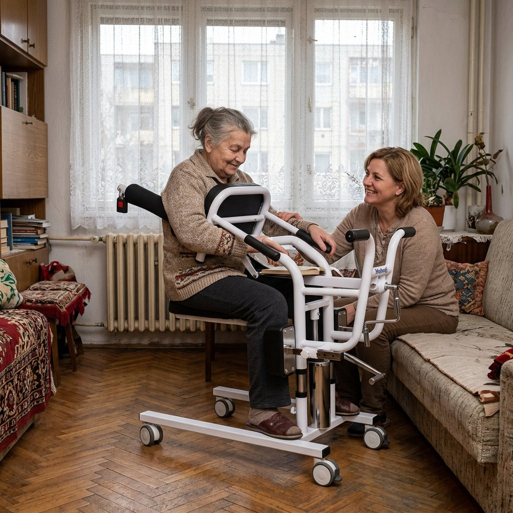 Betegáthelyező szék segítséggel végzett áthelyezéshez - a mindennapokban