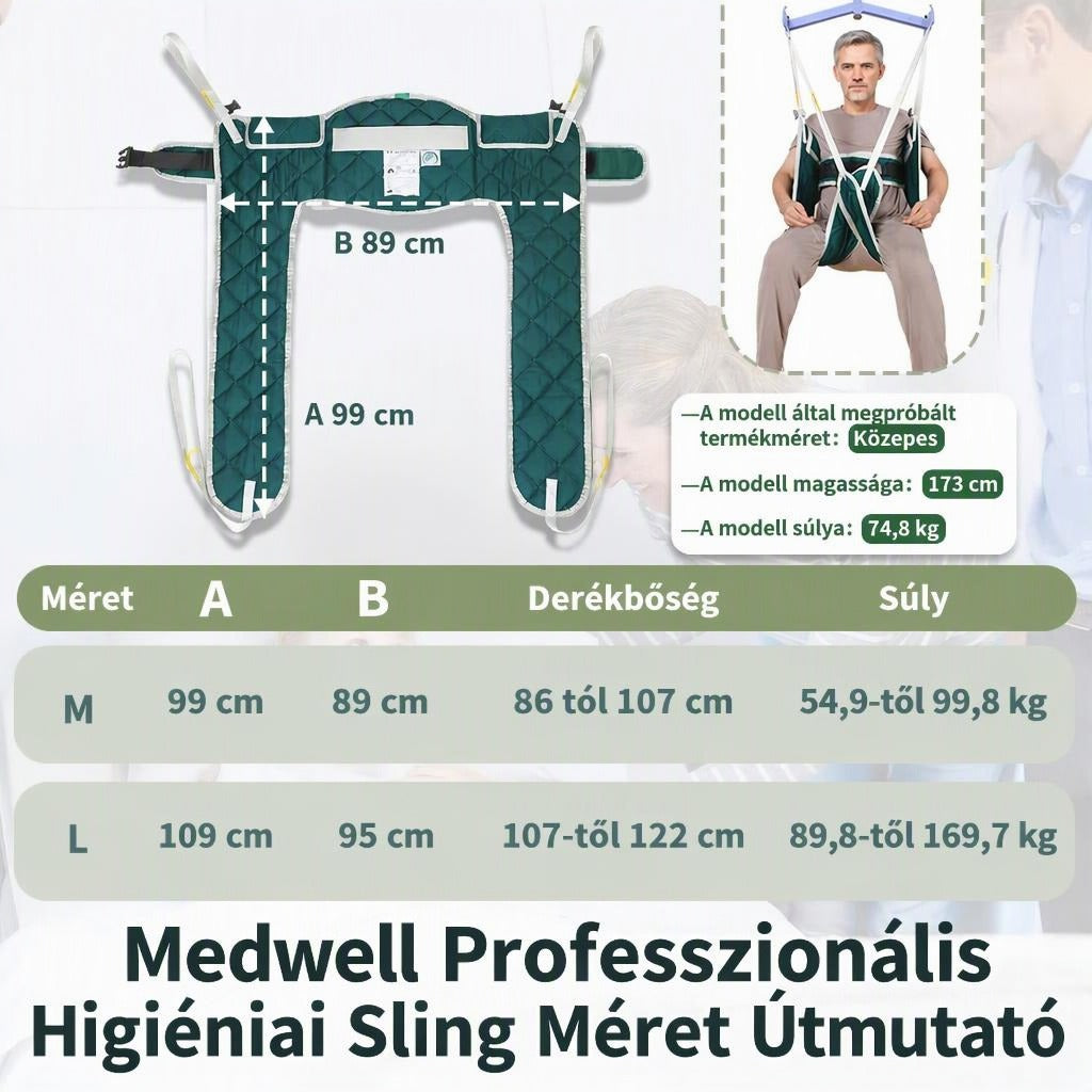 Betegáthelyező emelőheveder fejtámasszal