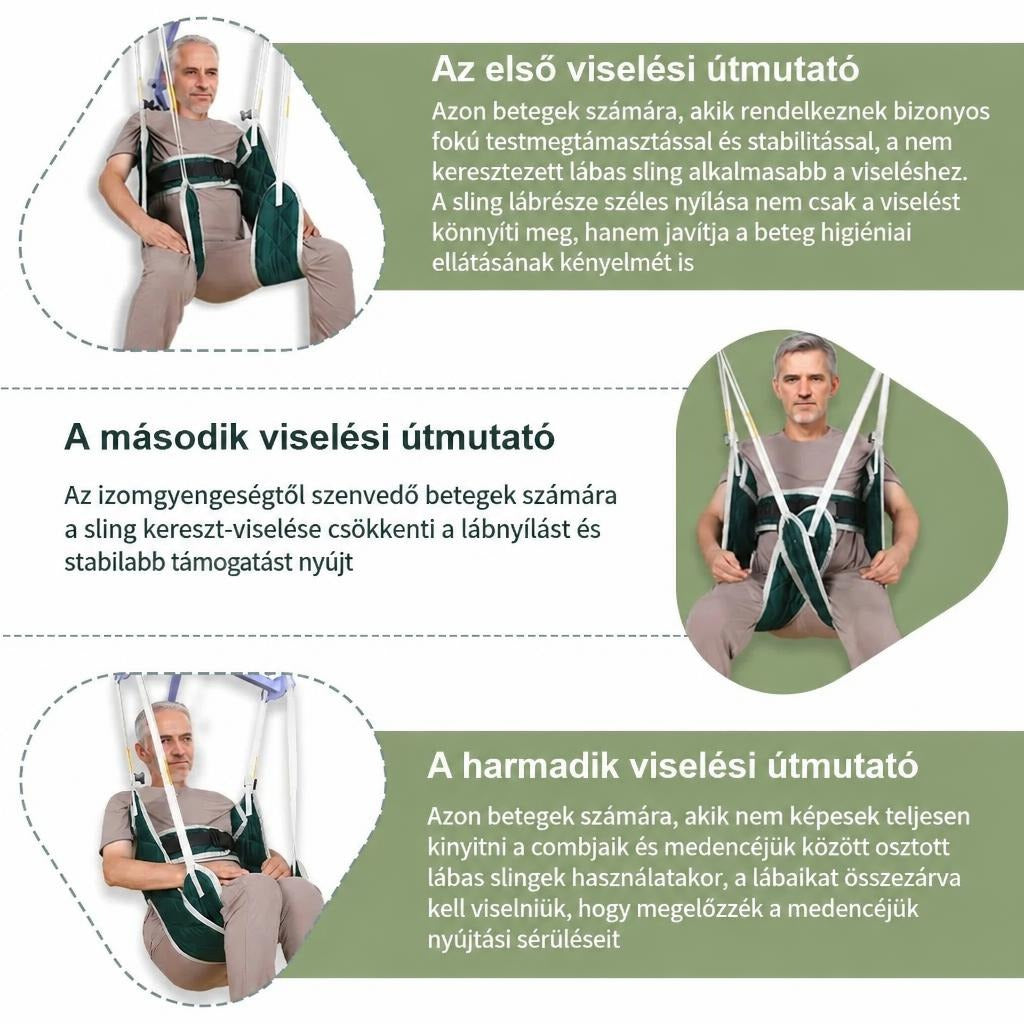 Betegáthelyező emelőheveder fejtámasszal