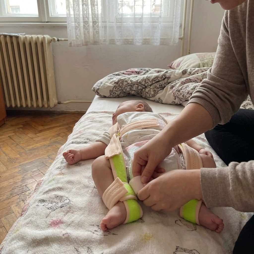 Pavlik csípőhám babáknak és gyermekeknek - használat közben