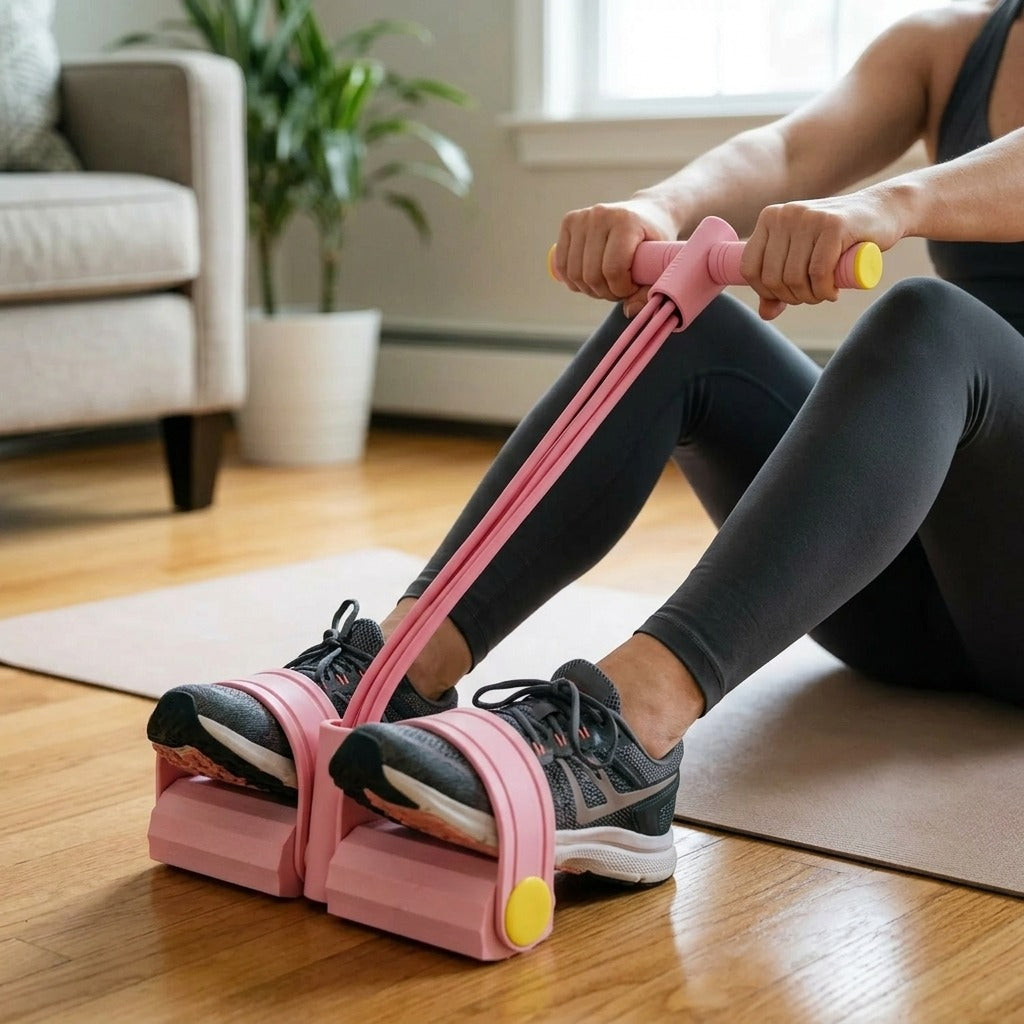 Pedal Resistance Bands for Home Exercise - in use