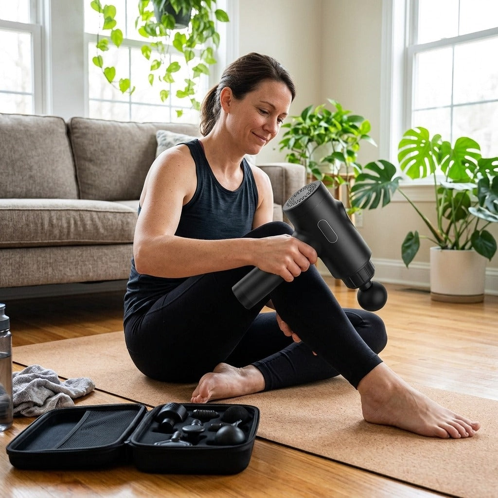 Percussion Massage Gun with 7 Heads - in everyday life