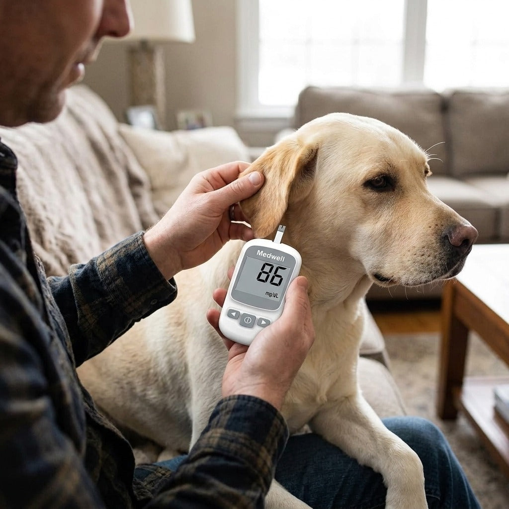Pet Glucose Monitoring Kit for Dogs and Cats - in use