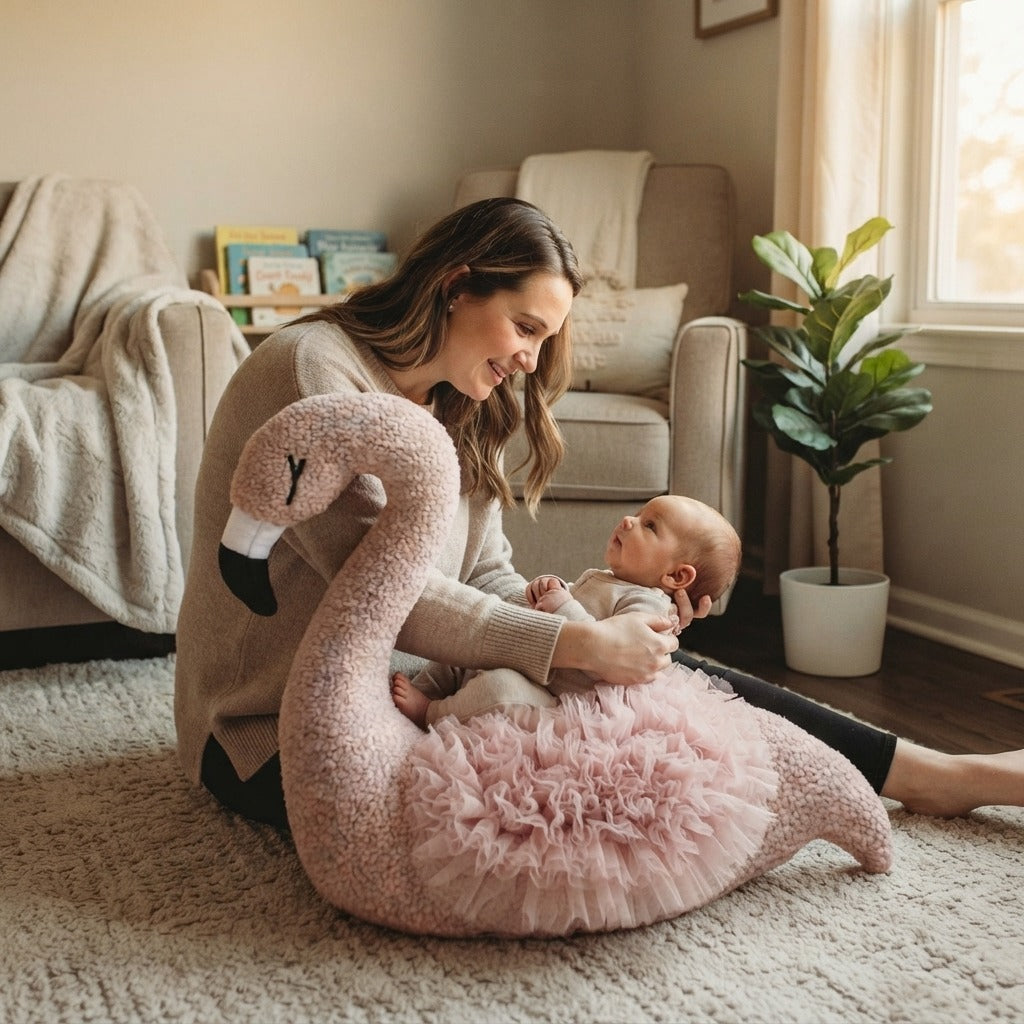 Pink Flamingo Newborn Photography Prop - at home