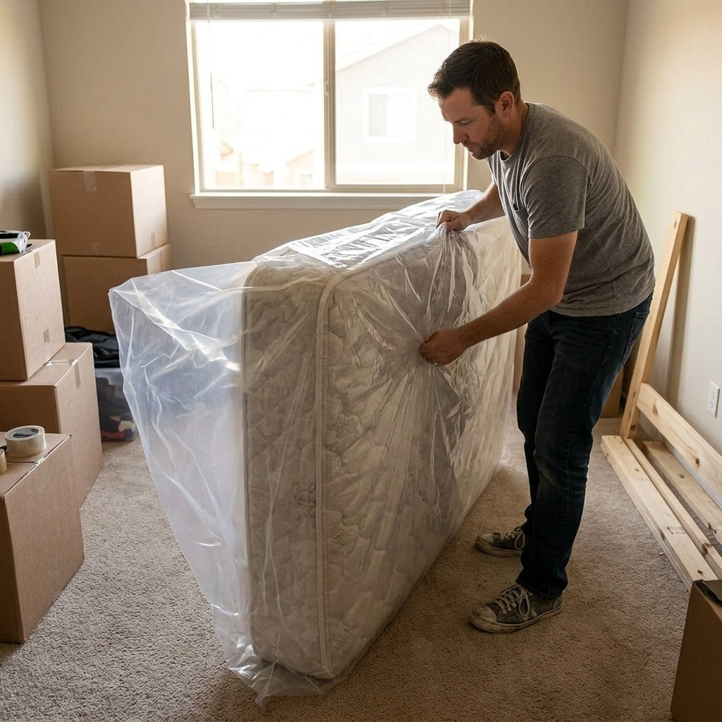 Plastic Mattress Bag for Moving and Storage - at home