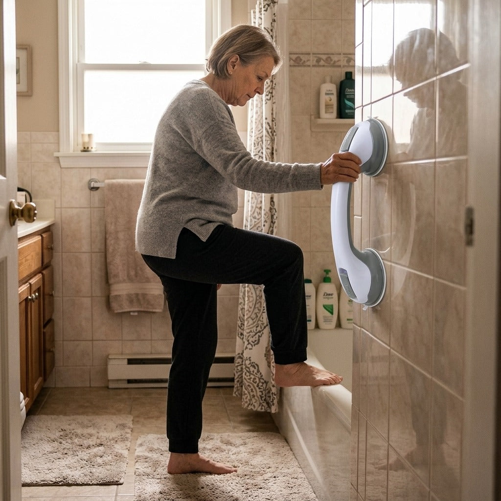 Plastic Suction Cup Shower Grab Bar - at home