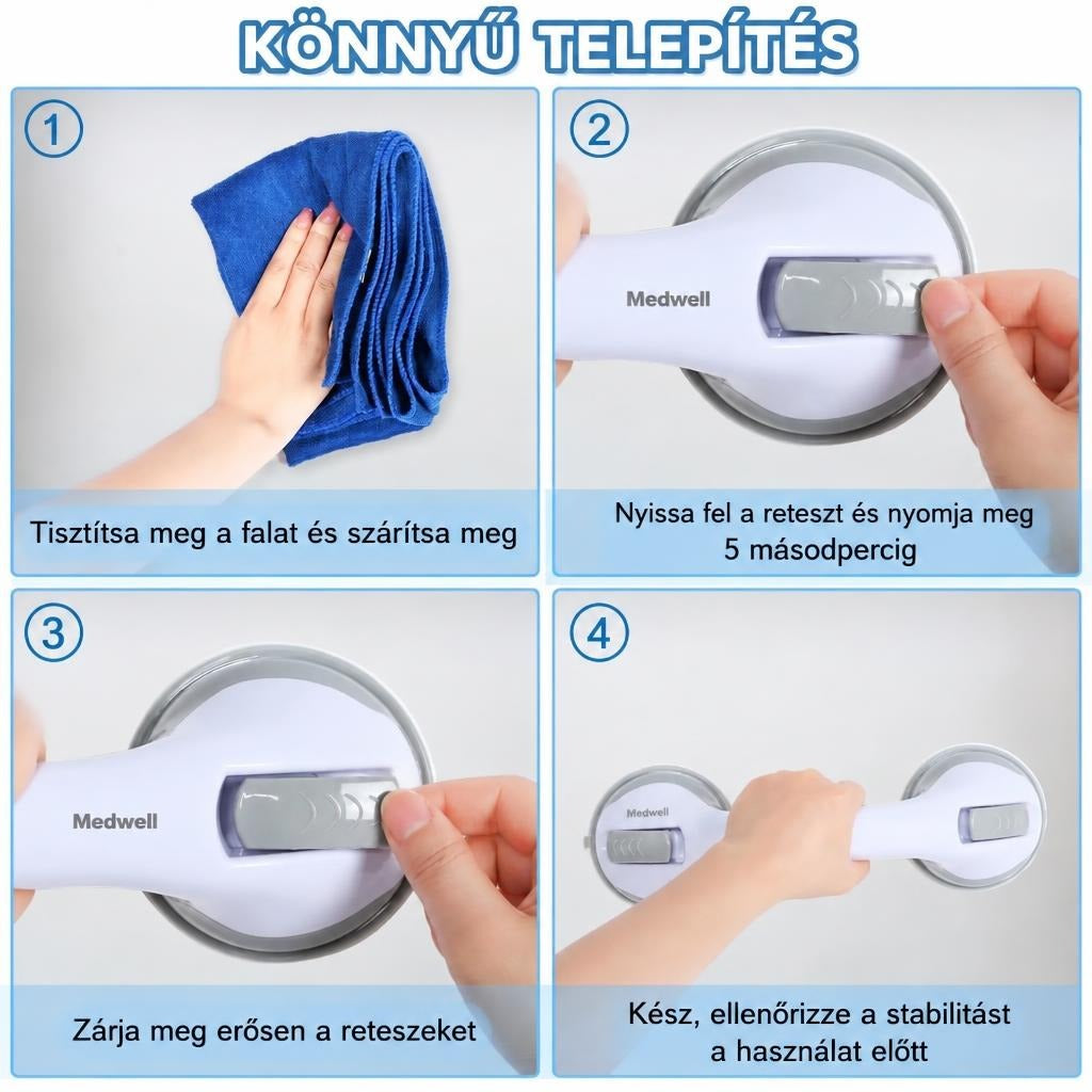 Műanyag, tapadókorongos zuhanykapaszkodó