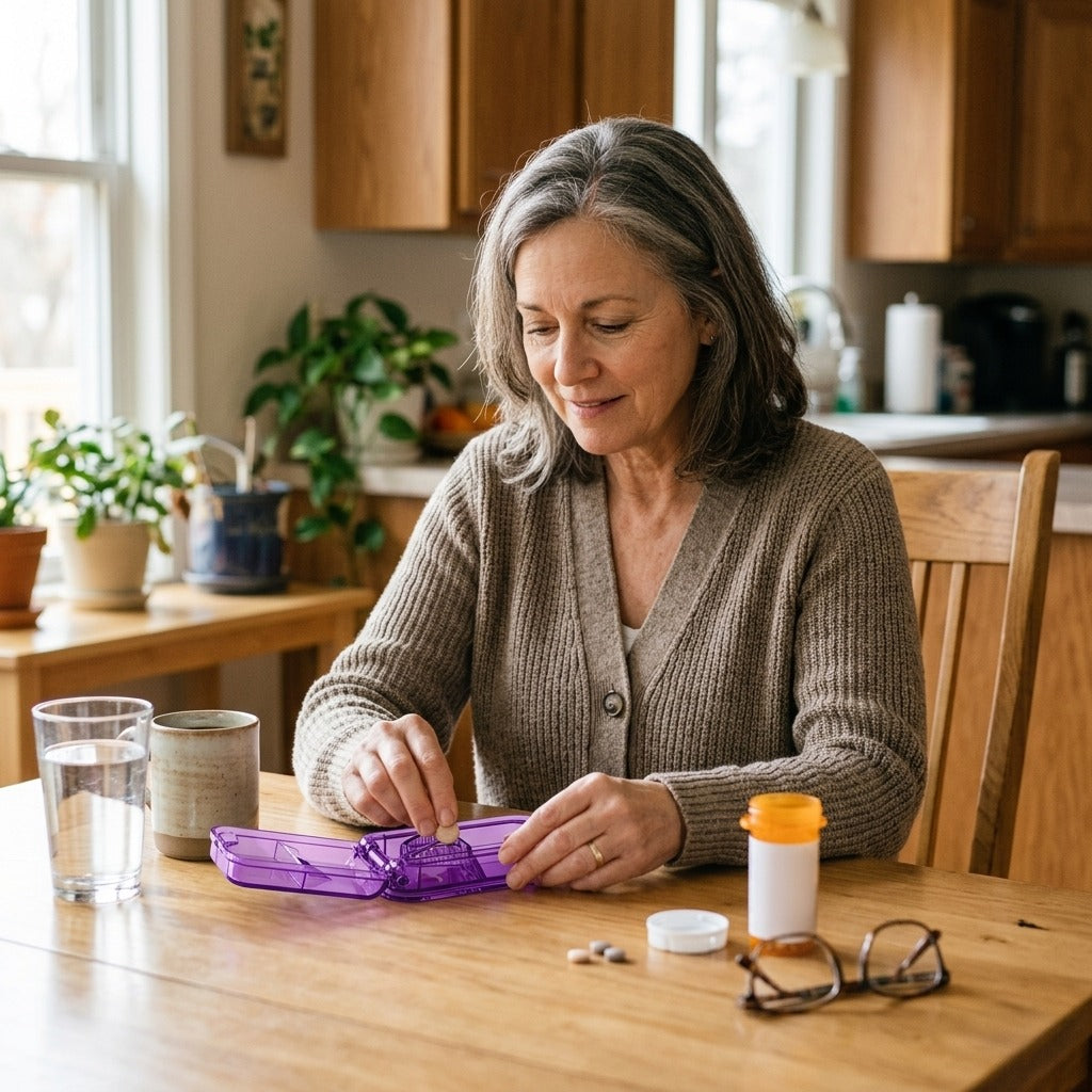 Portable 2-in-1 Pill Cutter with Storage - in everyday life