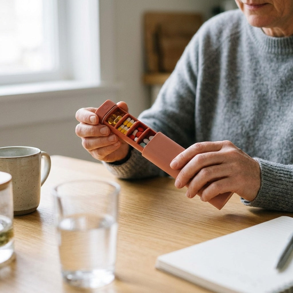 Portable 7-Day Pill Organizer - in use