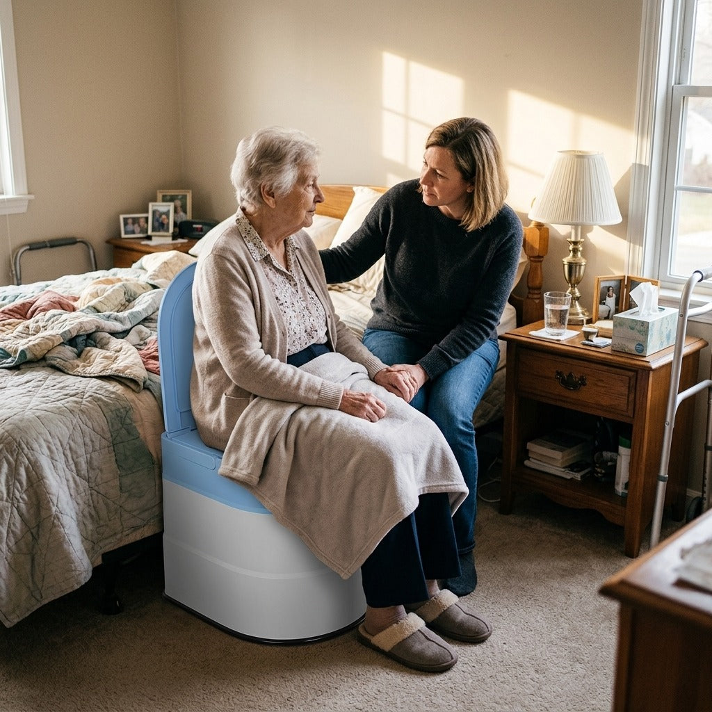 Portable Bedside Commode Chair for Adults - at home