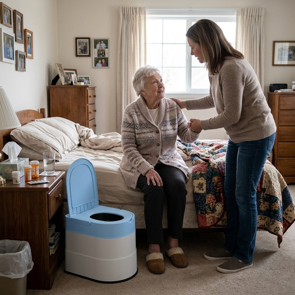 Portable Bedside Commode Chair for Adults - in everyday life