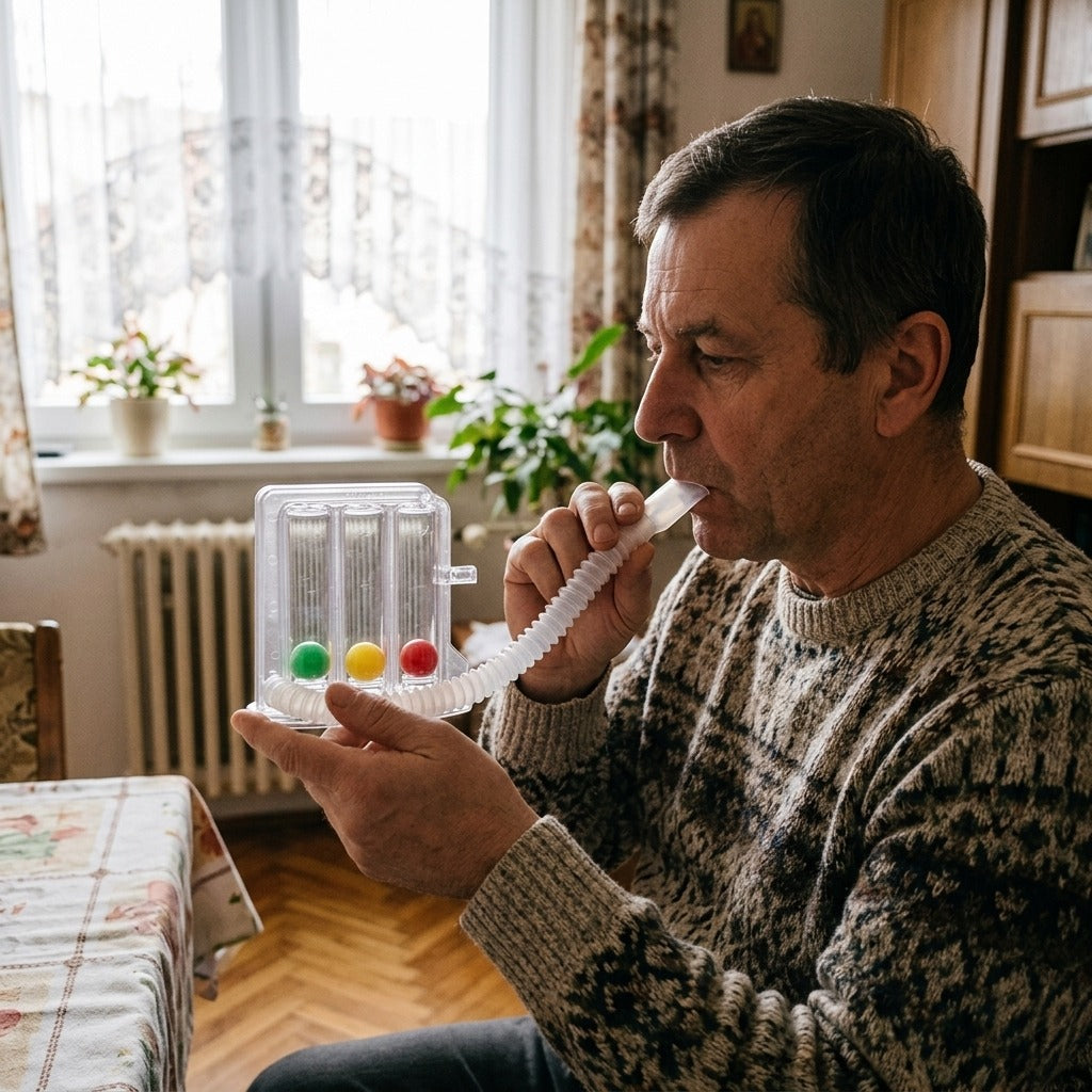 Hordozható légzőtréner otthoni használatra - használat közben