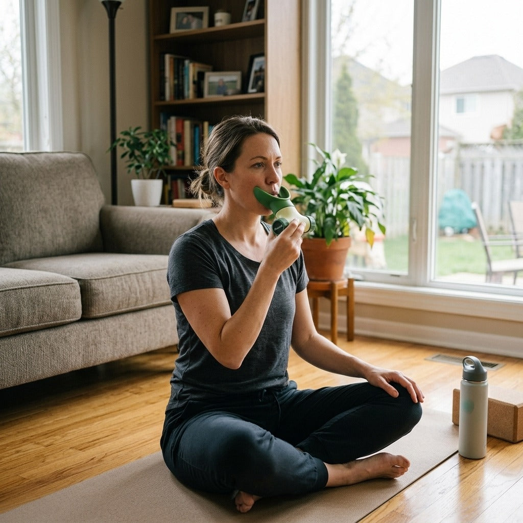 Portable Breathing Trainer with Adjustable Resistance - at home