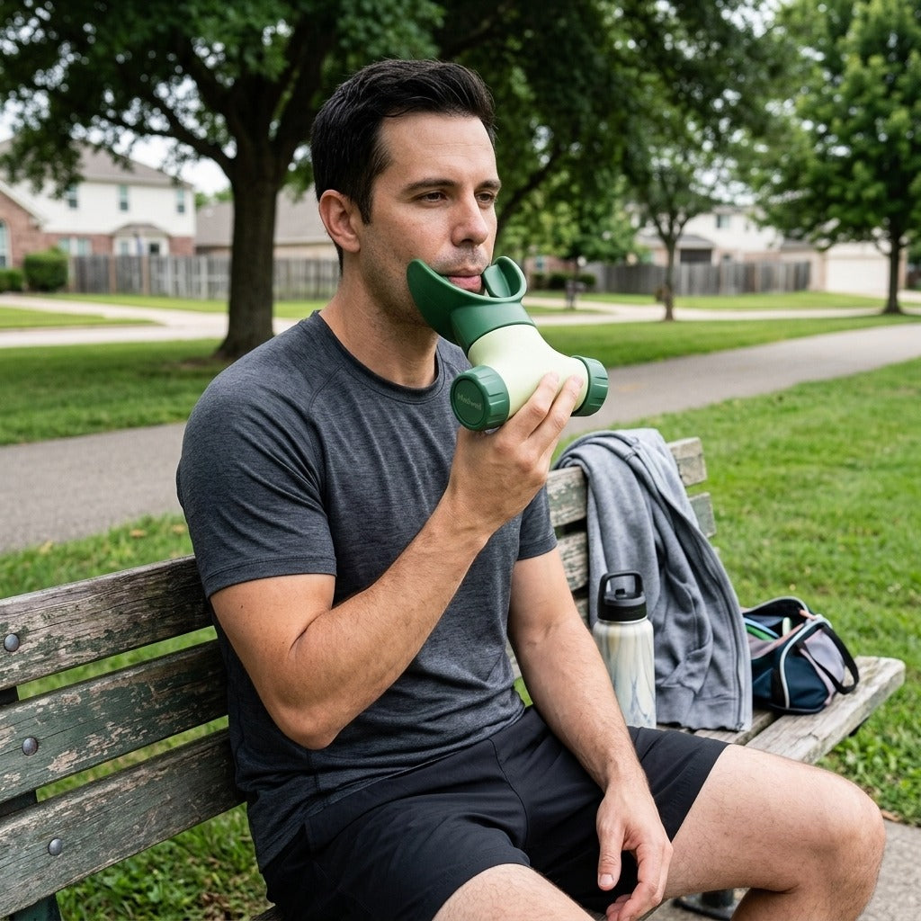 Portable Breathing Trainer with Adjustable Resistance - in everyday life