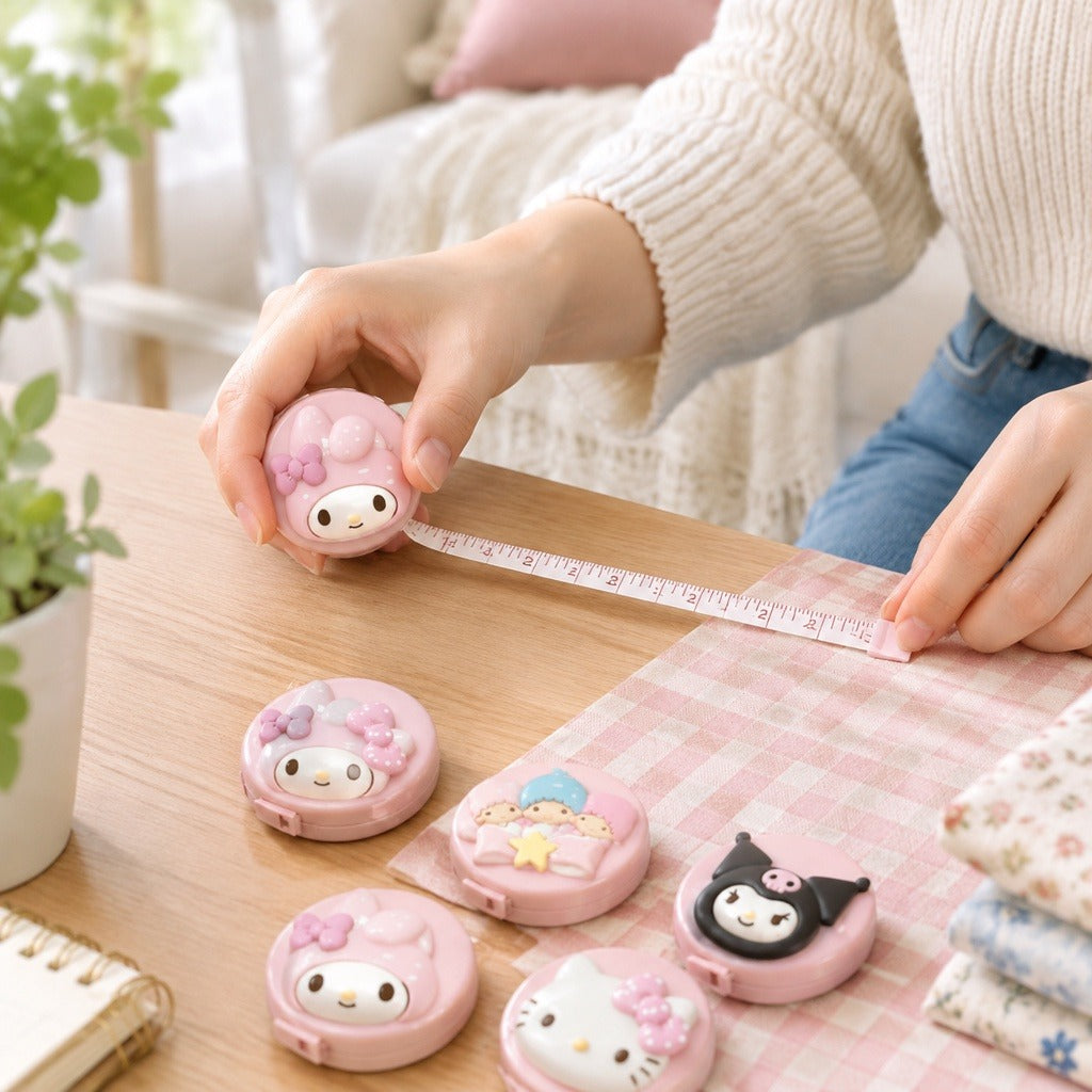 Portable Cat Print Retractable Measuring Tape - in use