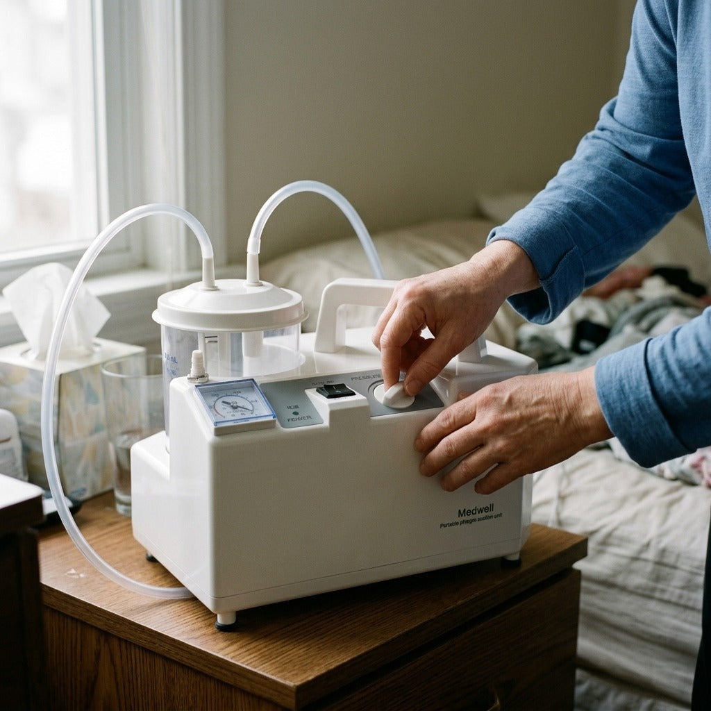Portable Electric Aspirator with 1000 mL Reservoir - in use