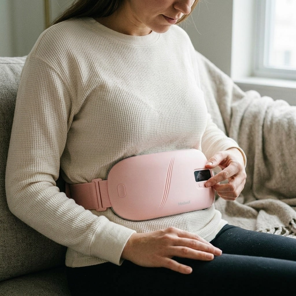 Portable Electric Heating Pad for Waist Use - in use