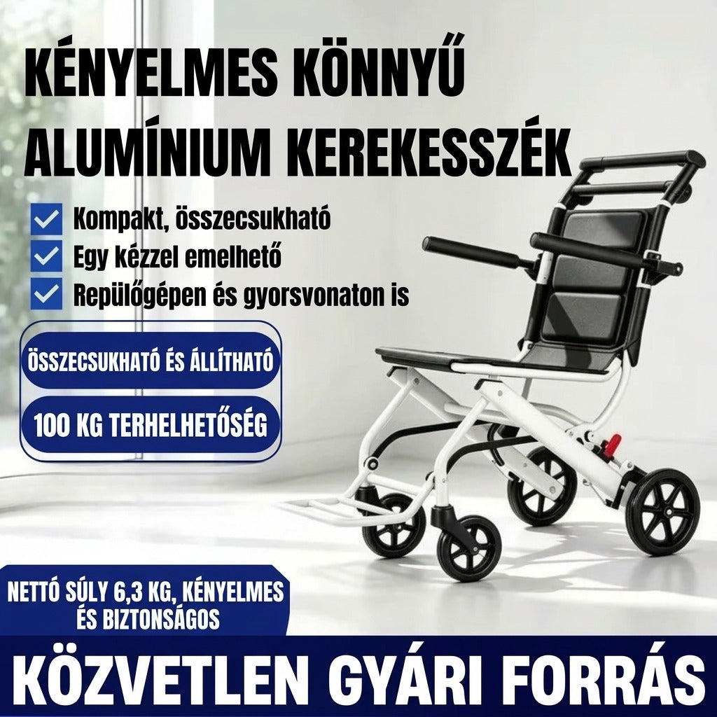 Könnyű alumínium kerekesszék, összecsukható, 6,3 kg