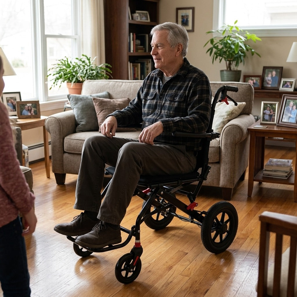Portable Folding Manual Wheelchair - at home