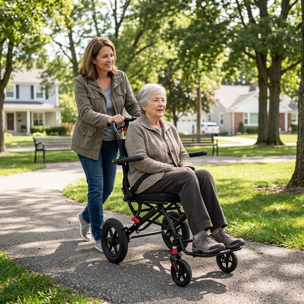 Portable Folding Manual Wheelchair - in everyday life