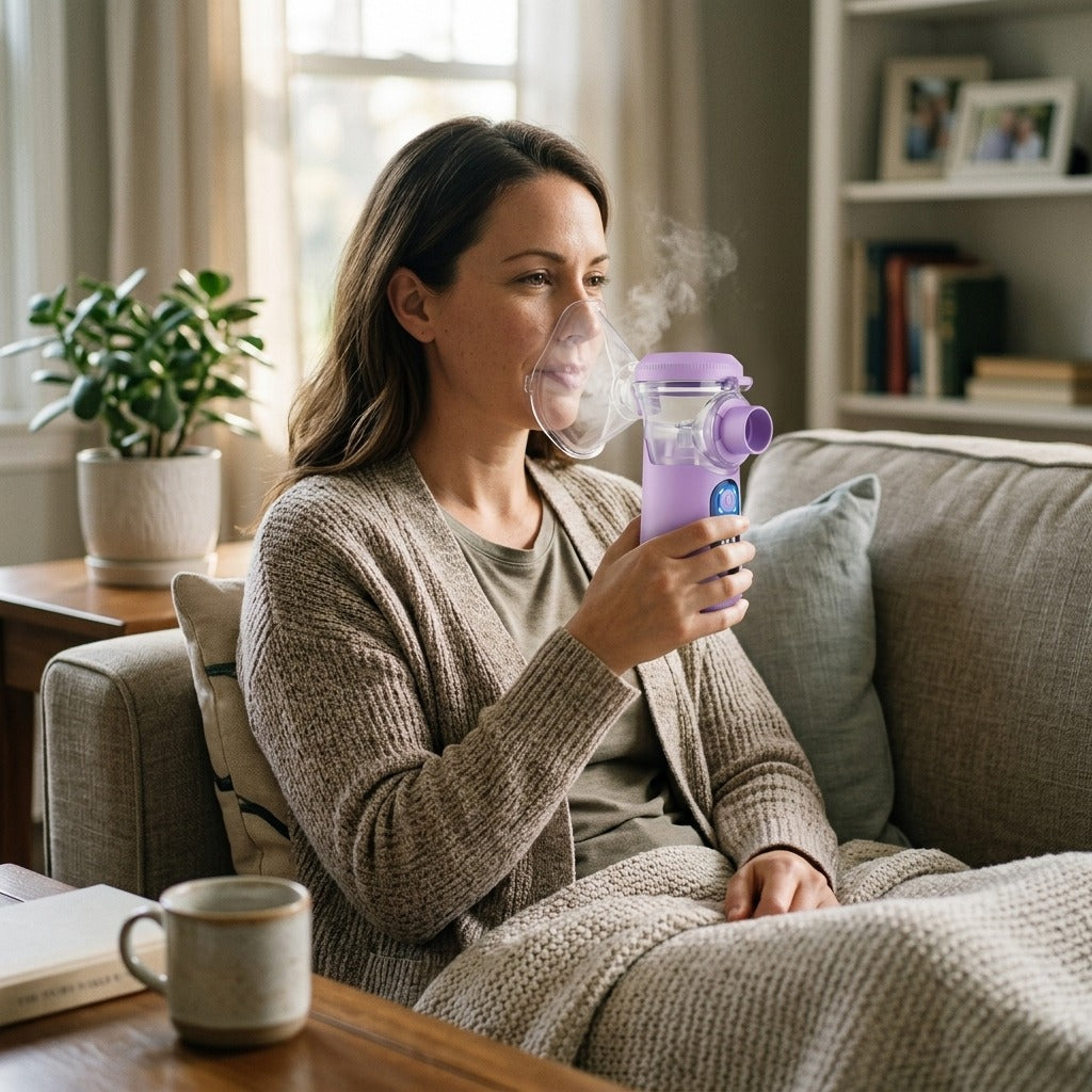 Portable Mesh Nebulizer with Adult and Child Accessories - in everyday life