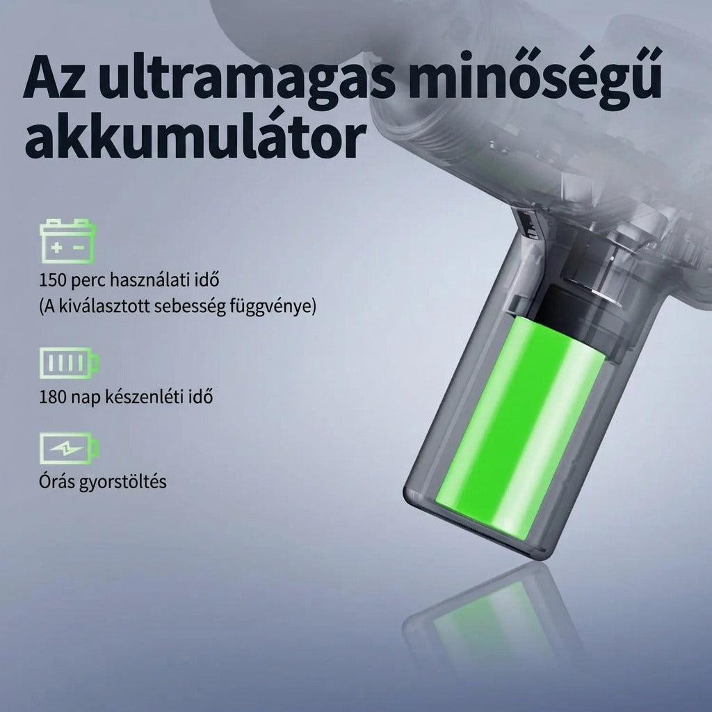 Hordozható mini masszázspisztoly 4 cserélhető fejjel