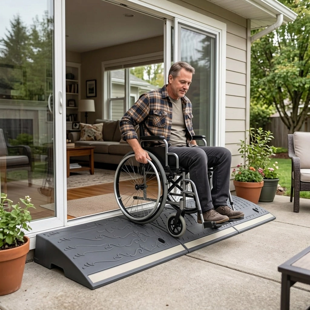 Portable Non-Slip Threshold Ramp, 3–6 cm - at home