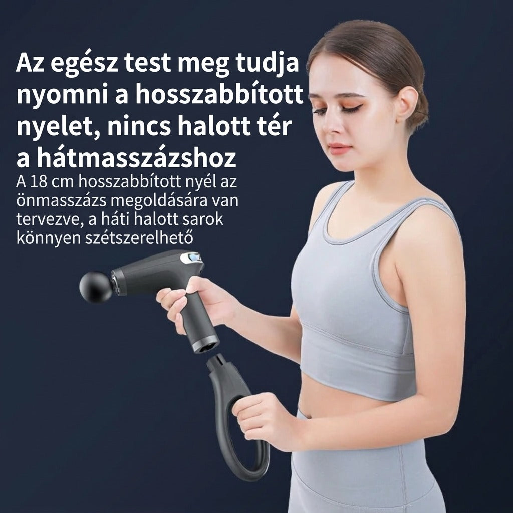 Hordozható ütögető masszázspisztoly testre, nyakra és hátra