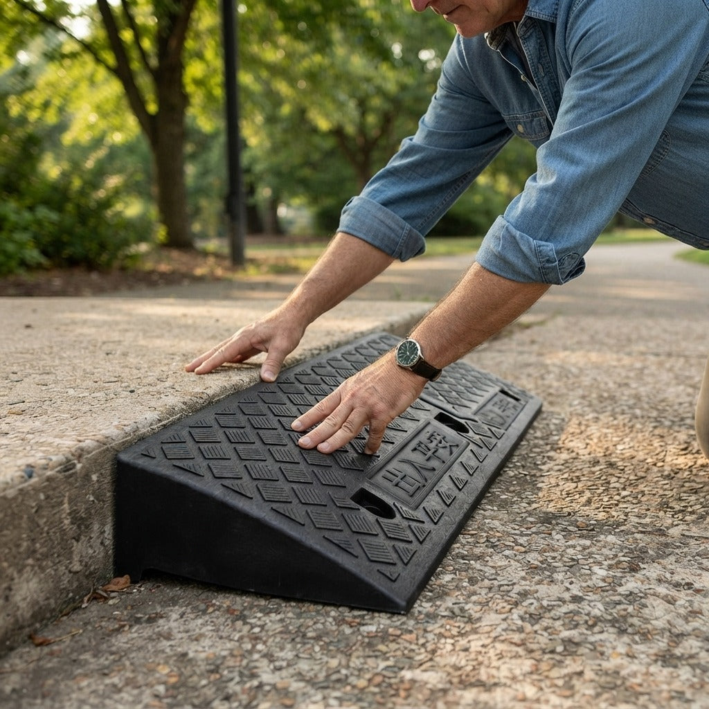Portable Ramp for Wheelchairs and Small Thresholds - in use