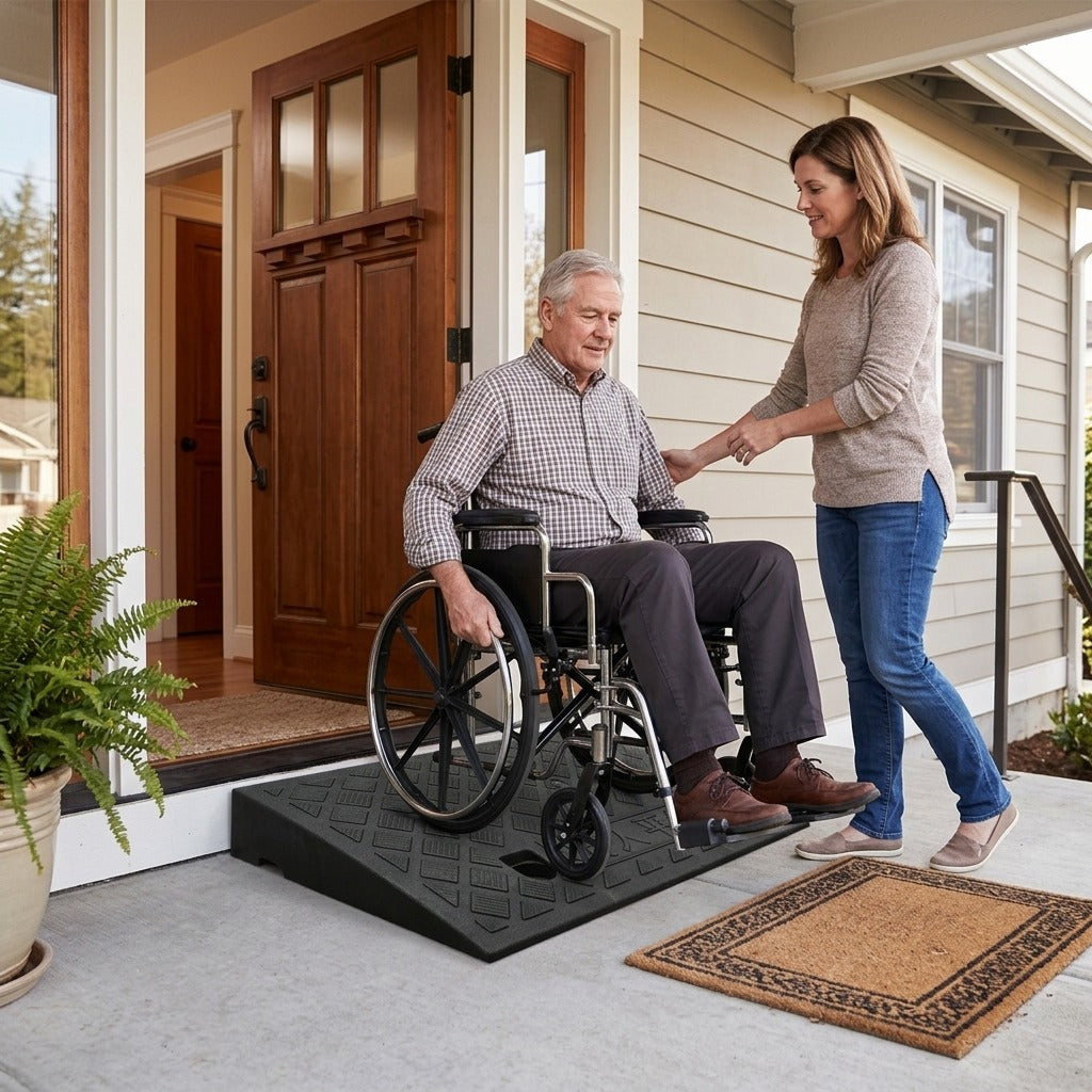 Portable Threshold Ramp 3-10 cm, Anti-Slip for Doorsteps and Curbs - in everyday life