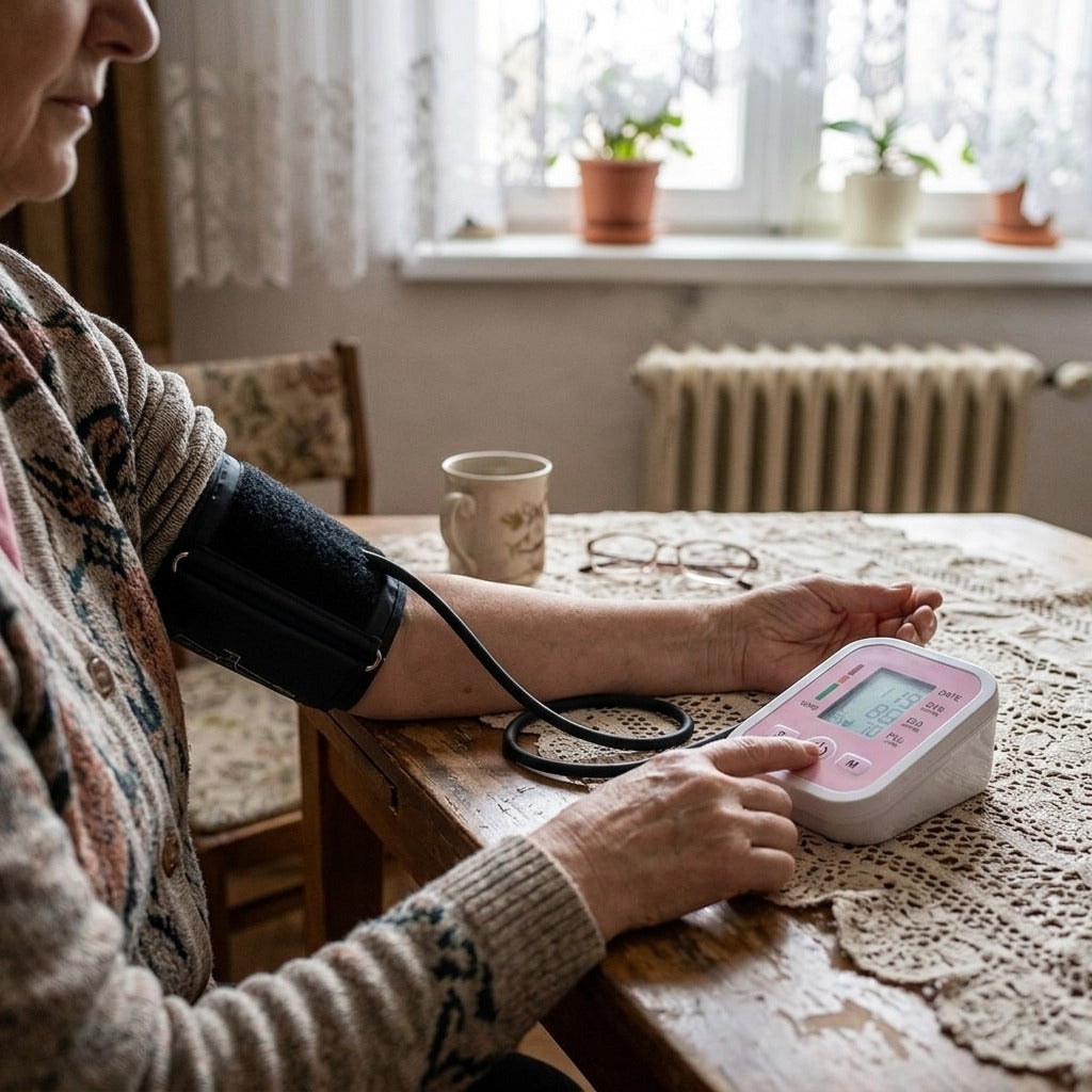 Hordozható digitális felkaros vérnyomásmérő - használat közben