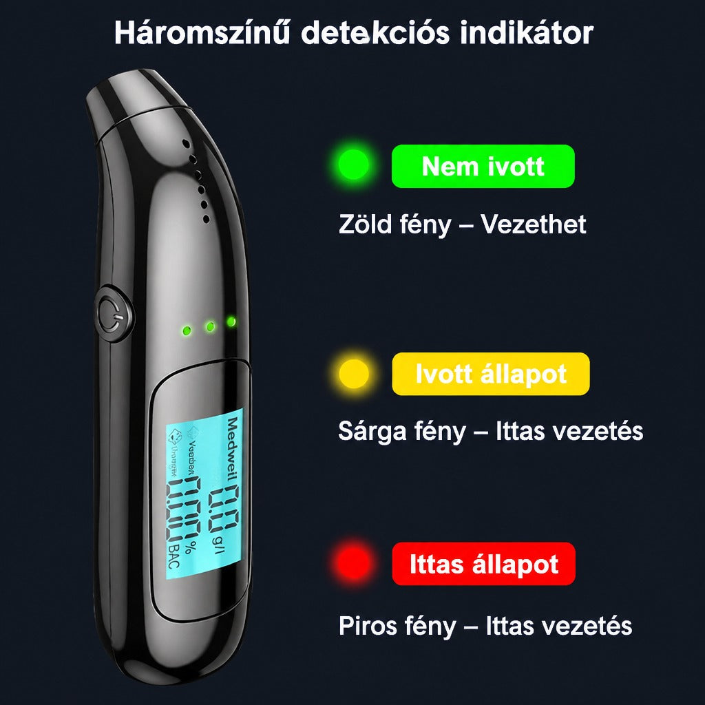 Hordozható, USB-ről tölthető alkoholszonda