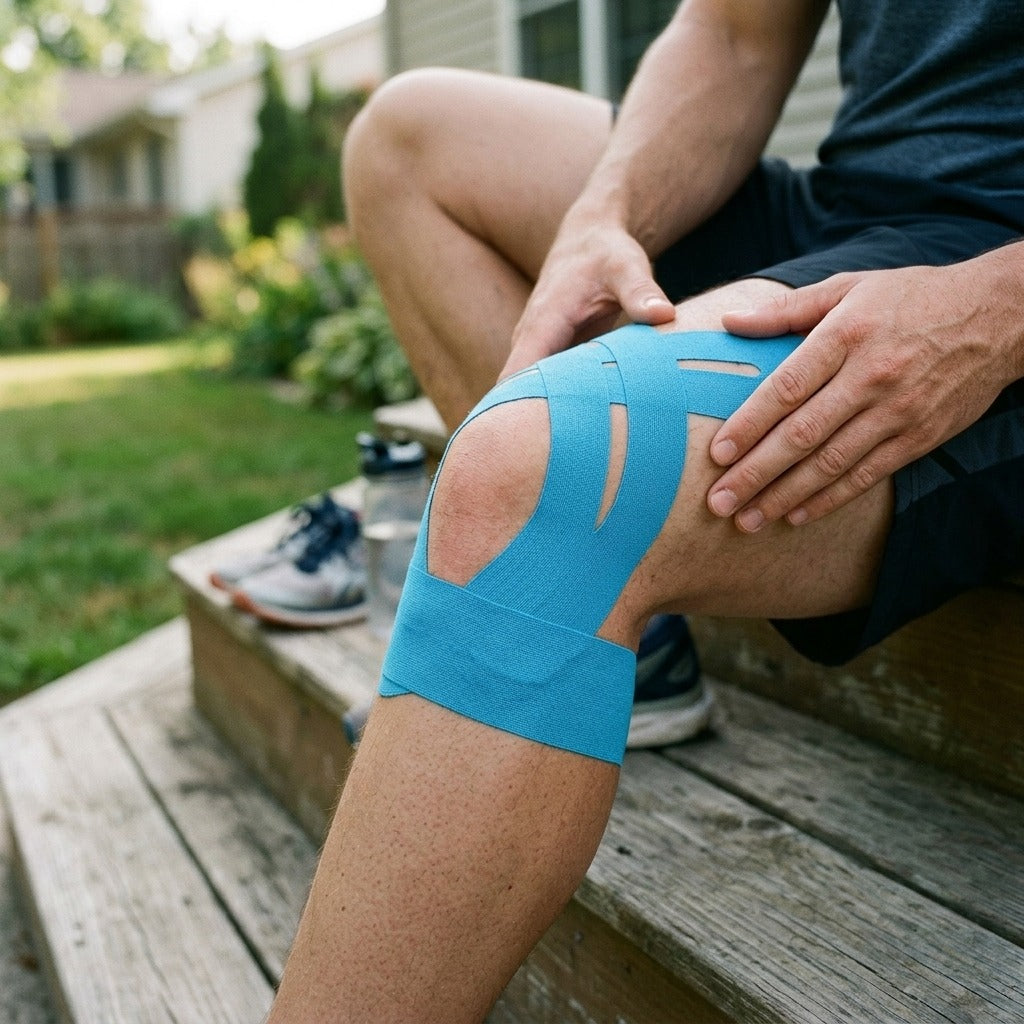 Pre-Cut Kinesiology Tape for Knees - in use