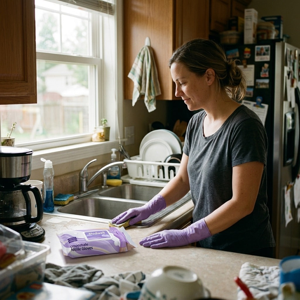 Purple Latex-Free Disposable Gloves, 30 per Pack - in everyday life