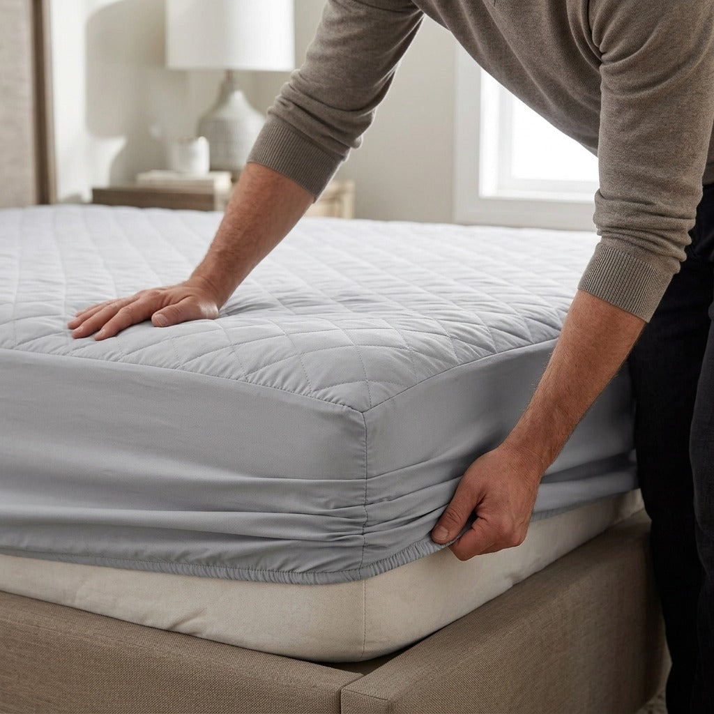 Quilted Waterproof Mattress Cover, 2 Pieces - in use