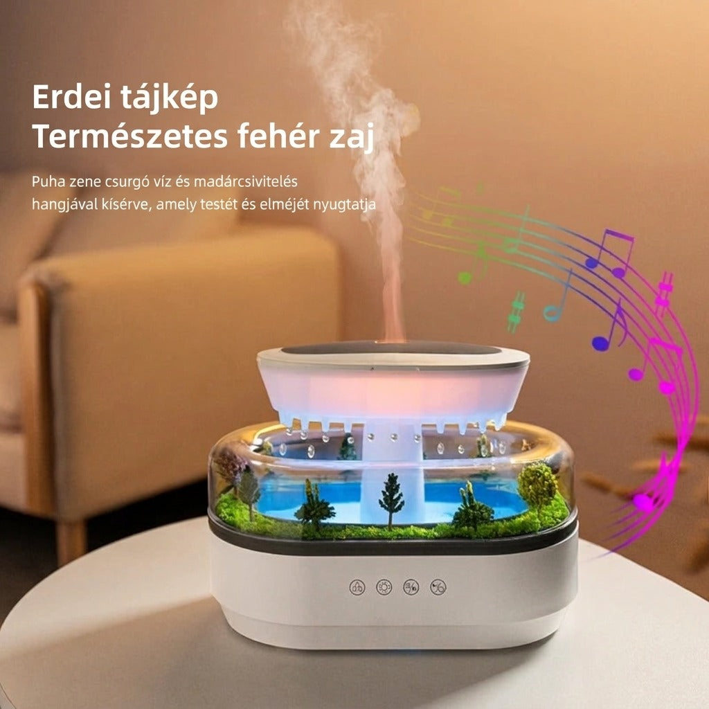 Ultrahangos párásító és olajdiffúzor csepp formában, fénnyel