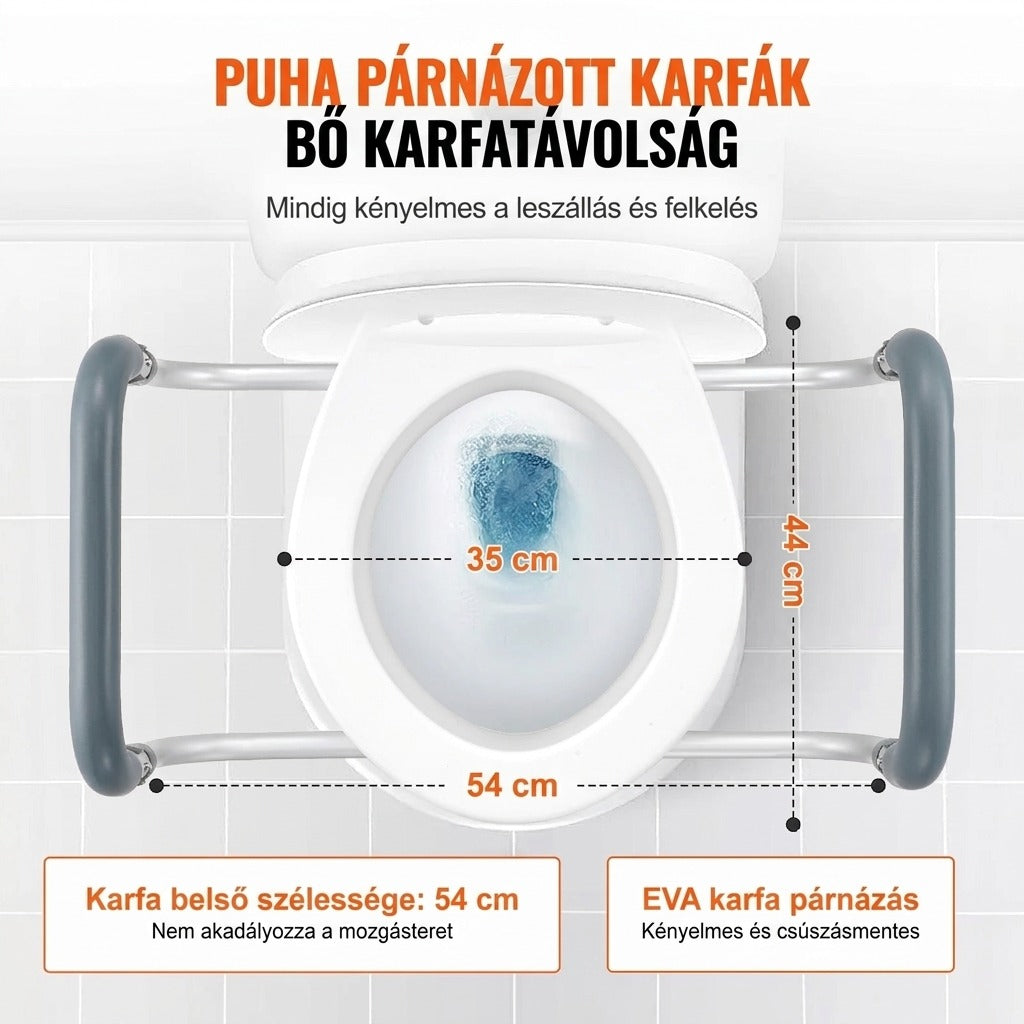 Megemelt WC-ülőke alumínium kapaszkodóval