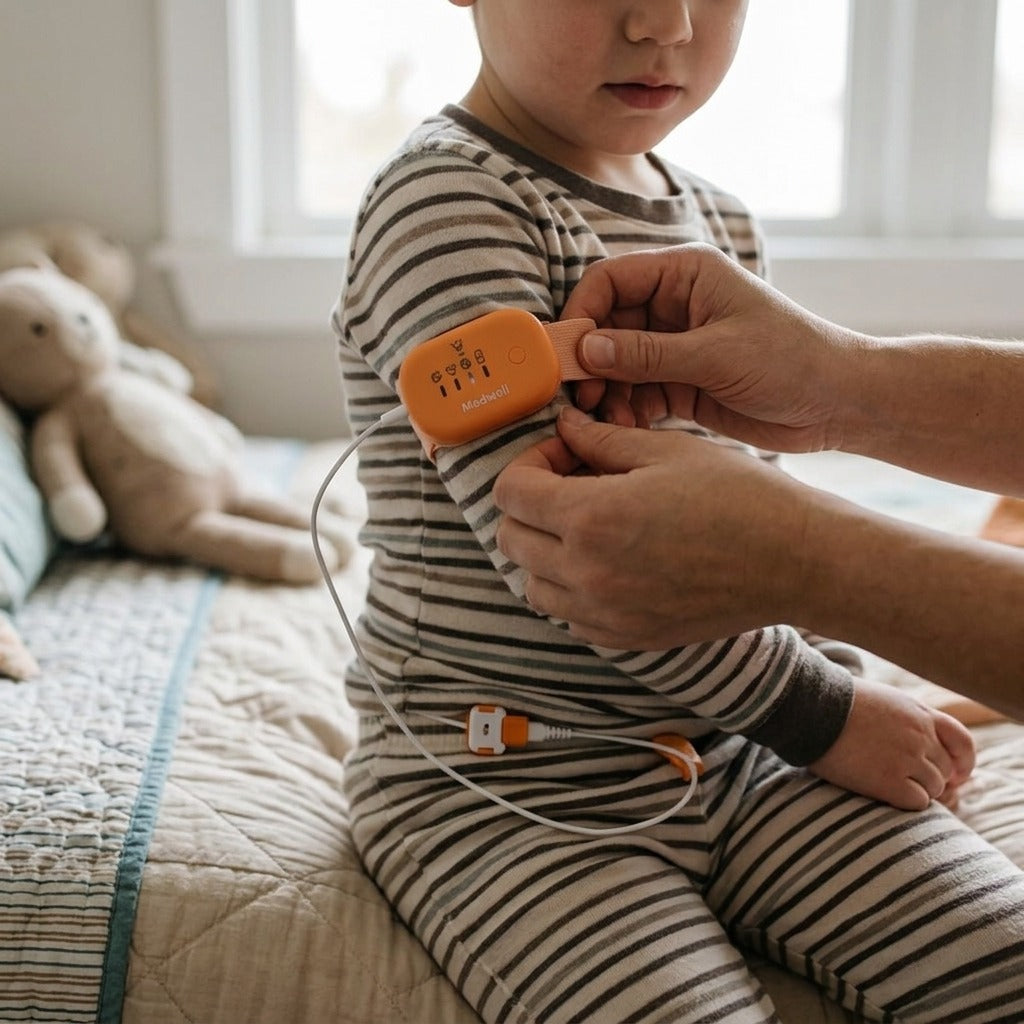 Rechargeable Bedwetting Alarm for Children - in use
