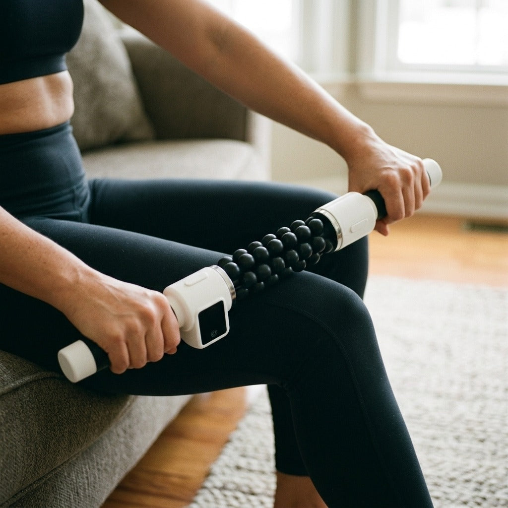 Rechargeable Electric Roller Massage Stick - in use