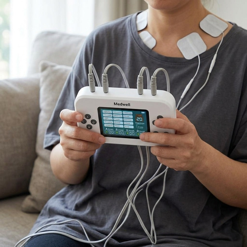 Rechargeable EMS Muscle Stimulation Massager - in use