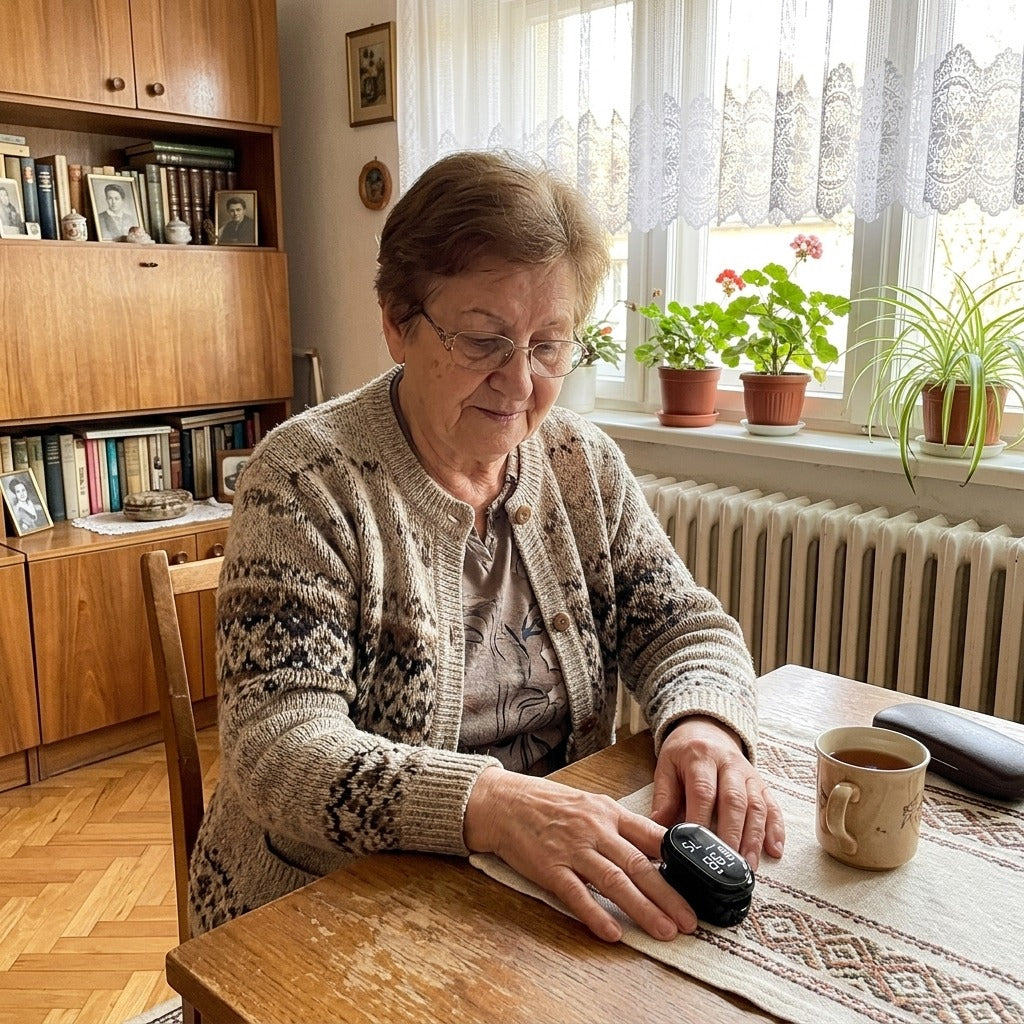 Újratölthető ujjbegyes pulzoximéter, nagy HD-kijelzővel - otthon